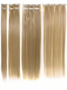 16 Clips 7Pcs/Set Hair Extensions Long Straight Hairstyle Synthetic Blonde Black Hairpieces Heat Resistant False Hair Daily Use For Women - Multicolor - View 6