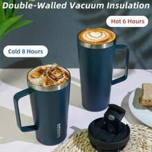BJPKPK Vaso aislado con asa vasos aislados de 30 onzas con tapa y popote botellas de agua de metal de acero inoxidable tazas de viaje de cafe tazas rojo encantador - EncantadorNegroRojo - Ver 4