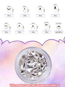 Kit de 55 à 60 bijoux dentaires, bijoux de dents à la mode à faire soi-même, cristaux brillants de formes variées, idéal pour les débutants (sans lampe UV).