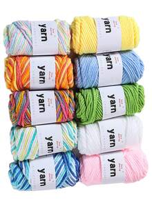 10pcs 100g Soft Ombre Yarn, Multi-Color Blended Knitting Yarn, Suitable For Knitting, Crochet, Weaving And DIY Crafts - Beginner Friendly Craft Yarn - Multicolor - View 9