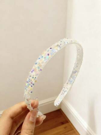 1件闪亮金色头饰，链条发箍，甜美百搭，适合外出、生日、刘海造型，优雅水晶发饰，秋季时尚单品