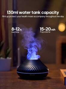 1pc USB 130ml Mini Volcano Flame Aroma Diffuser, Portable Essential Oil Diffuser With Color Night Light, Suitable For Home, Office, Hotel, Can Be Used As Gift - Multicolor - View 2