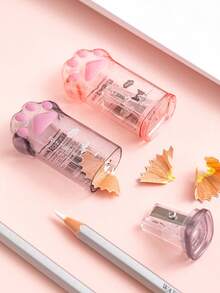 2pcs Cat Paw Shaped Manual Pencil Sharpener, Mini Rotary Pencil Sharpener, Multi-Functional, Creative Acrylic Design, Stationery Gift, Back To School Gift - Multicolor - View 7