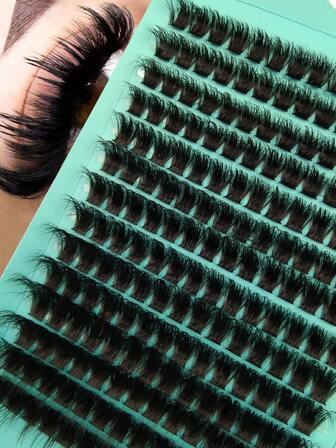 196 piezas de extensiones de pestañas D Curl esponjosas 5D de imitación de visón, extensiones de volumen 120D de 14 filas, longitud de 10-20 mm, mezcla de racimos de pestañas individuales hechas a mano para extensiones de pestañas DIY en casa