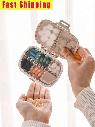 1个多隔层药盒，8格吸管药盒，便携式密封防潮药盒，旅行友好型分隔药盒，防潮吸管分隔药盒，每周便携式药盒，8格双层密封药盒，旅行友好型便携式药盒，适用于酒店和旅馆，家用分隔盒，日常家居收纳配件，收纳整理盒