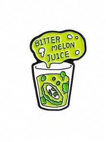 1pc Cartoon Bitter Melon Vegetable Juice & Scallion Brooch, Green Badge Accessory - Multicolor - View 7