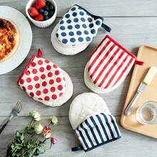 2 Stücke hitzebeständige Ofenhandschuhe bis 250°C/482°F, minimalistische gestreifte und gepunktete Muster, dick isoliert mit Aufhängeschlaufe, geeignet zum Anheben von Topfdeckeln, Umgang mit heißen Töpfen/Pfannen, Backen, Kochen, Grillen, Suppenzubereitung (14/18cm) - Verschiedenfarbig - Übersicht 10