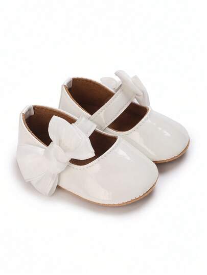 6-12个月女婴复古蝴蝶结装饰低帮休闲鞋，甜美公主平底鞋，百搭时尚，春秋季