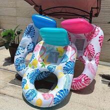 1pc Adult Inflatable Floating Pool Chair With Cup Holder And Backrest, Suitable For Swimming Pool, Beach, Lake, Pool Party - One Size - View 5