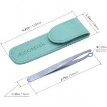 Nose Hair Ear Hair Trimming Tweezers, Eyebrow Grooming Scissors, Eyelash, Stainless Steel Grooming Scissors, Safe Round - Headed, Men and Women Cyan PU Case 1 pack - Cian - Ver 5