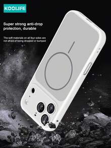 KOOLIFE 1pc Magnetic Adsorption Silicone Full Body Phone Case With Lens Film Compatible With Apple 17 Pro, Solid Color, Anti-Drop, PC+TPU, Compatible With Apple 17 Pro Max/ 17/ 17 Pro - White - View 4