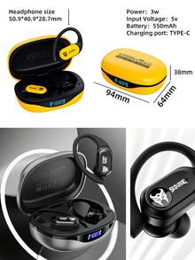 Transformers Bluetooth Earbuds, Charging Case With Wireless Charging, Battery Indicator, Cool Color Options, Bumblebee, Ultra-Clear Sound Quality, Long Battery Life, Comfortable And Stable Silicone Ear Hooks, Make A Great Holiday Gift. - Multicolor - View 3