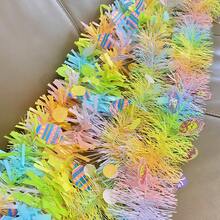 2pcs Easter Colorful Striped Eggs, Rabbit, Chicks, Lily Flower Easter Decorations, Home Party Background, Door Decor, Wall Decor, Wreath