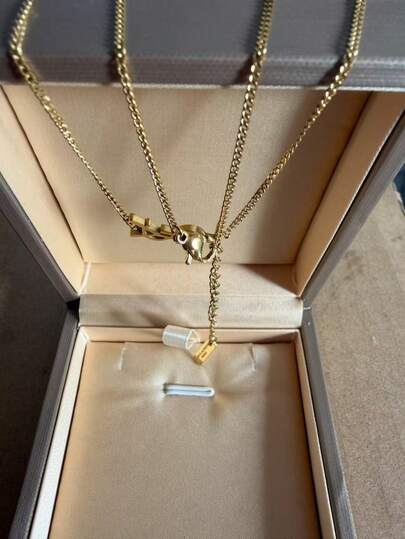 1pc Titanium Steel Delicate Laser Cut Four-Leaf Clover Necklace, Luxury Brand Collarbone Jewelry, Waterproof