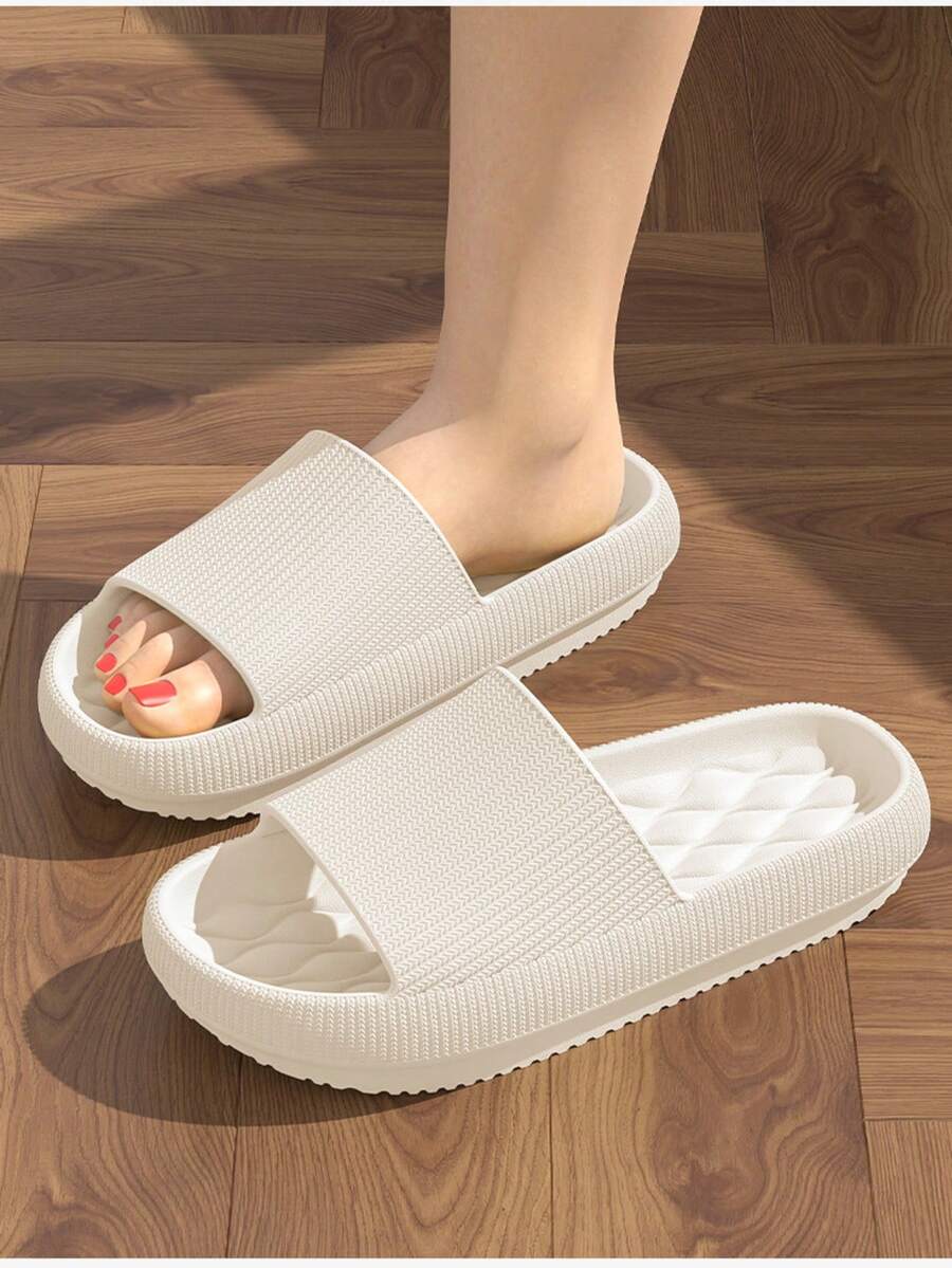 EVA Casual Sandals For Women, Suitable For Summer, Home, Indoor Bathrooms, Bathing, Slip-Resistant, Non-Slippery, Odor-Free, Comfortable, Solid Color For All Seasons - White - View 1