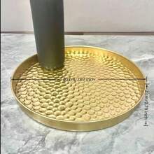 1pc Round Metal Storage Tray, Gold Color, Suitable For Kitchen Fruit Snacks, Cake Display, Home Decor, Perfume Showcase, Cosmetics Organizer, Room Decor - 彩色 - 查看 3