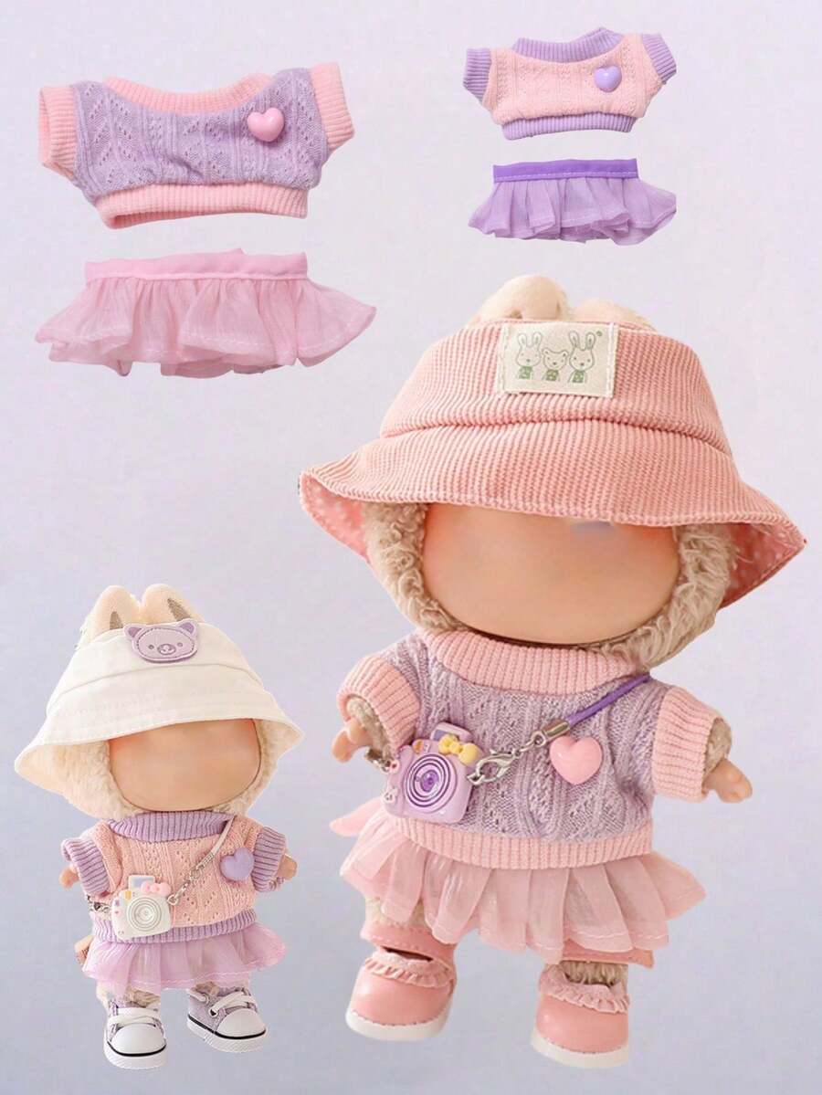 Bộ trang phục Giáng sinh cho búp bê 6,69 inch, bao gồm 1 mũ đội đầu trang trí và bộ trang phục phù hợp với búp bê 6,69 inch, phụ kiện Giáng sinh BuLabu dễ thương để chơi và trưng bày (Không bao gồm búp bê) - Nhiều màu - Xem 1