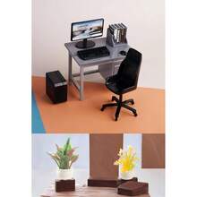 桌面微缩场景模型，包含键盘、鼠标和绿色植物 - 手工桌面微景观艺术品，创意礼物，桌面爱好者的理想之选 | 新奇玩具，桌面文化，收藏艺术品