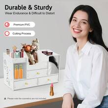 RibasuBB White Makeup Cosmetic Organiser Jewelry Storage Boxes Drawer Dressing Table Tidy Case - White - View 4