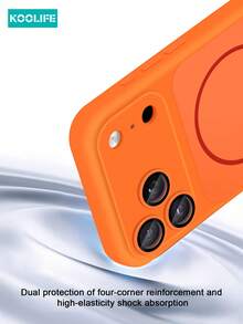 KOOLIFE 1pc Silicone Full Body Protective Case With Lens Film Compatible With IPhone 17 Pro, Solid Color, Anti-Drop, PC+TPU, Compatible With IPhone 17 Pro Max/ 17/ 17 Pro - Burnt Orange - View 3
