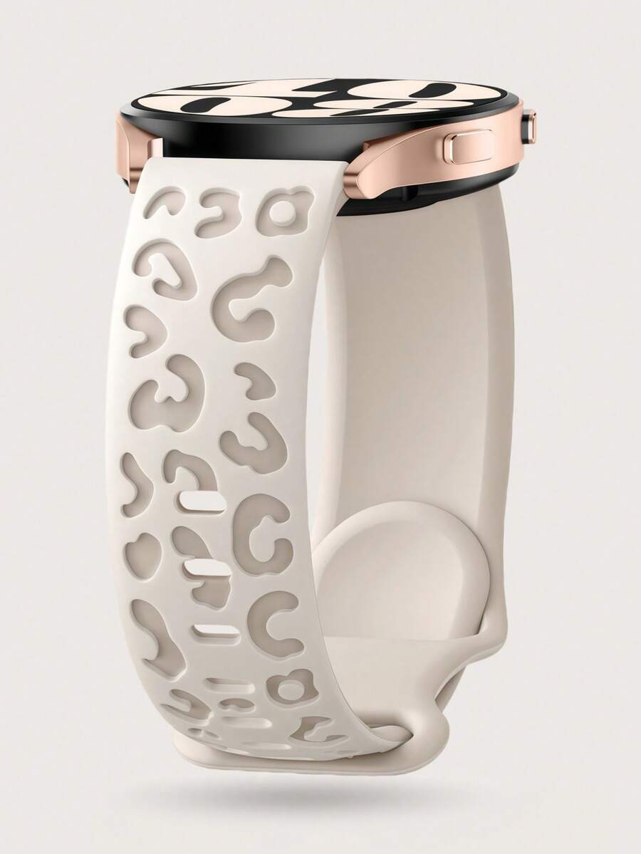 20mm 豹紋雕刻矽膠錶帶，相容 Galaxy Watch 7 6 5 4 40mm 44mm/5 Pro/6 Classic 47mm/Watch 4 Classic/Active 2, 45mm/Watch 3/Watch 4 Classic 42mm 46mm Watch 6 47mm 43mm，波希米亞豹紋防水運動替換錶帶，相容 Honor，男女通用