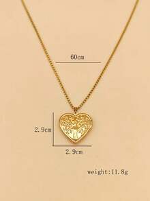 1 chiếc vòng cổ hình trái tim, hình khối, hình bầu dục, cây sự sống bằng thép không gỉ mạ vàng 18K, tối giản, dùng để lưu trữ ảnh tự làm, quà tặng ngày lễ/kỷ niệm/ngày lễ tình nhân - Vàng - Xem 23