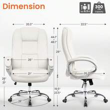 Office Desk Ergonomic Gaming Chair High Back Adjustable Computer Chair With Wheels And Lumbar Support Comfy Leather Executive Swivel (White) - trắng - Xem 3