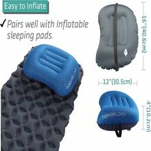 TREKOLOGY Almohada inflable ultraligera para camping y viajes - ALUFT 2.0 Almohada comprimible, compacta, cómoda, ergonómica e inflable para soporte en el cuello y la zona lumbar mientras acampas - Azul Marino - Ver 6