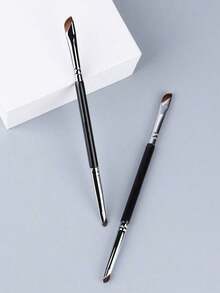 1pc Dual Ended Eyeliner Brush/Fine Detail Shader Brush/Eyeshadow Blending Brush, Angled Brow Brush,Eyebrow Brush,Eyeshadow Brush,Spoolie,Spoolie Brush - 黑色 - 查看 7