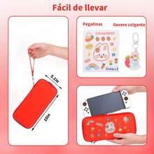 Kit de accesorios para el modelo OLED de NintendoSwitch, incluye funda de transporte, Paquetes de alcohol,Tela sin polvo,Pegatinas,llavero colgante,Stent,Caja de tarjetas,Pegado sin polvo,Bolsa,Funda de dedo,Manga de poste remoto multicolor,Protector de silicona para Joy-con,Carcasa trasera transparente,Manguito de agarre transparente,Linea de datos,Pelicula templada(35 en 1) - Rojo - Ver 9