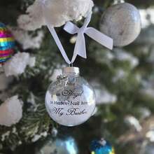 Enfeite de Natal Memorial com Pingente de Anjo e Frase Inspiradora para o Pai, 1 peça. Enfeite personalizado para decoração de Natal e presente. Bola de penas para decoração de Natal. "Um pedaço do meu coração está no céu". Pingente memorial para pendurar na árvore de Natal, presente para mãe, pai, irmã, irmão, avó e avô. - Multicolorido - Ver 15