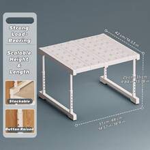 Closet Tension Shelf Expandable Metal Wardrobe Storage Rack Organizer DIY Cupboard Dividers Separators For Kitchen Bathroom Bedroom Cabinet - White - View 6