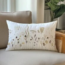 1 件简约春季水彩花卉装饰抱枕套，单面柔软桃皮绒面料，30*50cm/40*60cm，适用于现代布艺沙发、室内装饰、派对装饰、礼品 - 彩色 - 查看 4