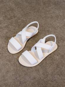 1 Pair Summer Fashion Simple Casual Beach Elastic Strap Outdoor Children Flat Roman Sandals