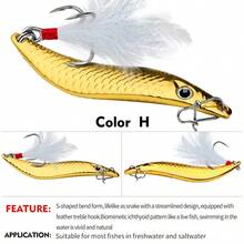 2.6 Inch/15g S-Shape Leech Fishing Lure - Long Distance Cast Metal Sequin Curly Tail Bass Spoon Lure With Blood Groove Hook - High Quality Fishing Lure For Anglers