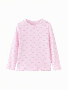 Balabala 2026 Girls' Soft Long Sleeve T-Shirt, Cute Pattern, Spring/Autumn - Red Hue - View 3