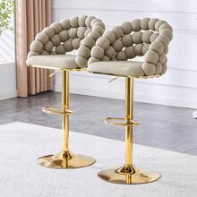 Barstools - Gray + Metal + Velvet + Metal - View 4