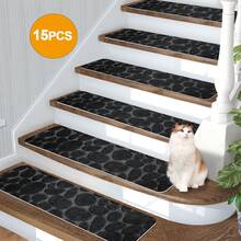 1/7/15pcs Anti-Slip Stair Treads, Self-Adhesive, Suitable For Indoor Wooden Stairs, Comfortable Noise Reduction, Suitable For Children, Elderly And Pets, Home Decor Stair Mats, Warm And Anti-Slip In Winter, Washable And Reusable, Size: 20*76 Cm / 7.9*29.9 In - 55*19 Cm / 21.65*7.5 In - Multicolor - View 32