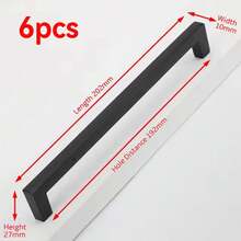 6PCS Square Silver Black Cabinet Door Handle Kitchen Cabinet Drawer Closet Wardrobe Furniture Shoe Cabinet Aluminum Alloy Handle - Black - View 9