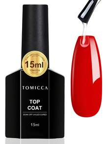 TOMICCA 15ml 1pc Clear Top Coat ,Soak Off LED/UV,Long-Lasting And Quick-Drying Gel Nail Polish ,For Nail Art, For Home Salon Nail Art DIY Or Gifts For Women - 無色 - 查看 9