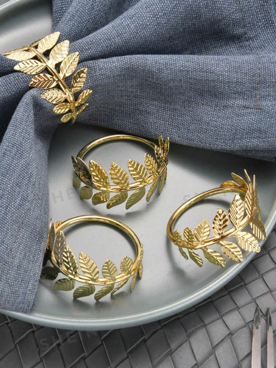 2/4/6pcs Set Elegant Gold Napkin Rings, Dining Table Decor, High-Quality Surface Treatment, Sturdy Structure, Tabletop Decoration, Essential For Banquets, Suitable For Weddings, Parties, Events, Countryside Gatherings, Outdoor Camping And Birthday Party Table Settings - Gold - View 1