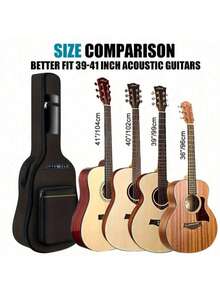 Túi đựng đàn guitar chống nước 41 inch, hộp đựng đàn guitar acoustic, túi đựng đàn guitar dạng ba lô điều chỉnh được, chống nước với móc phía sau, phù hợp cho đàn guitar acoustic cổ điển, ukulele, bass. - Nhiều màu - Xem 2