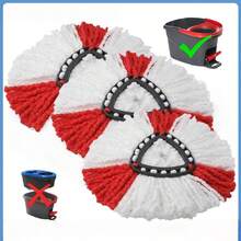 1/2/3/4pcs Replacement Mop Heads, Compatible With /O-Cedar EasyWring Spin Mop 1 Bucket System, Easy To Assemble, Washable And Reusable Mop Refill Pads, Suitable For Kitchen, Bathroom Cleaning Tools, Christmas, Halloween, New Year - Red - View 2
