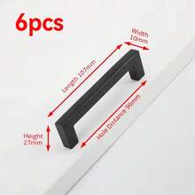 6PCS Square Silver Black Cabinet Door Handle Kitchen Cabinet Drawer Closet Wardrobe Furniture Shoe Cabinet Aluminum Alloy Handle - Black - View 6