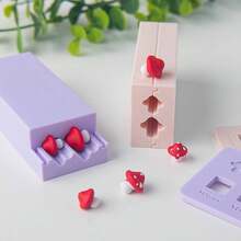 2pcs/Set Mini Mushroom-Shaped Soft Pottery Hand Rolling Mold, Three-Dimensional Miniature Clay Modeling Rolling Board, Earring Pendant Handmade Tool - Mushroom - View 11
