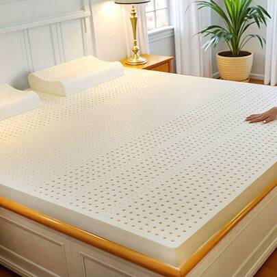 One Natural Latex Mattress, Thin Latex Mattress For Home Use, Double Natural Rubber Soft Mattress, Foldable Mattress Pad, Thin, Soft, Comfortable And Close-Fitting Design, Breathable Holes For Ventilation, Includes Protective Cover For Easy Care.