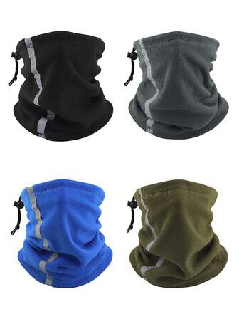 1 pieza Pasamontañas de forro polar cálido para niños para otoño/invierno con tiras reflectantes, máscara facial a prueba de viento y frío para deportes y ciclismo