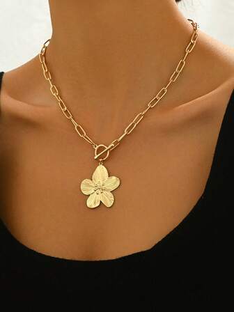 1 pieza Collar floral elegante, diseño único, versátil para uso diario