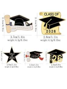 1/6件装 2026届博士毕业季毕业帽徽章，返校季创意毕业高考满分纪念徽章，2026届毕业礼物，衣服别针，松树 - 彩色 - 查看 5