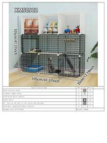 Easy To Install Collapsible Cat Cage, Large Space Dual-Layer Cat Villa With Storage Shelf, Small Animal Cage